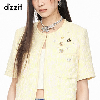 DZZIT地素粗花呢外套2024夏季浅黄色温柔气质女 浅黄色 XS