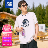 唐狮 TONLION夏季男印花圆领简约短袖T恤 本白 S
