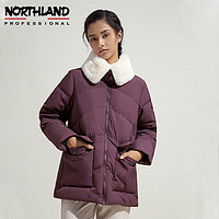 NORTHLAND 诺诗兰 羽绒服女秋冬可拆卸毛领宽松鹅绒防寒保暖外套NDJAT2802E