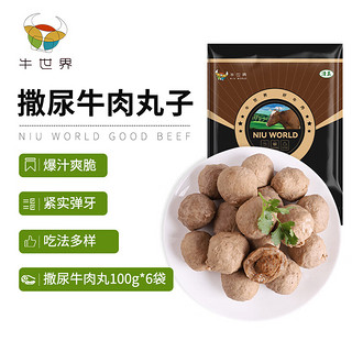 牛世界 撒尿牛肉丸子600g（100g*6袋）生鲜牛肉丸火锅丸烧烤食材丸子