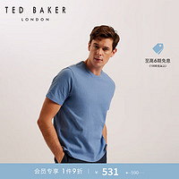 Ted Baker2024春夏男士纯色条纹纹理圆领短袖T恤270569 蓝色 2