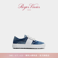 ROGERVIVIER/2024春夏RV女鞋Very Vivier钻扣牛仔布休闲鞋 蓝色 34M