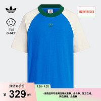 adidas 阿迪达斯 运动上衣短袖T恤男大童夏季阿迪达斯三叶草JI9848 鸟羽蓝/奇妙白 152CM