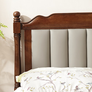 公熊美式经典实木床复古轻奢双人床卧室软靠大床 床+2柜 1.5米框架