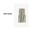 百家好（Basic House）工装风纯色半身裙松紧腰裙子B0623B58462B0623B58462 卡其 S85-105斤
