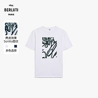 BERLUTI【24年春夏】麂皮效果Scritto图纹男士短袖T恤衫 亮白色 L