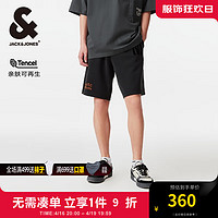 杰克·琼斯（JACK&JONES）夏季立体字母植绒字母贴布oversized休闲短裤22429F044 E40 黑色 185/88A/XLR