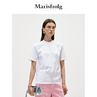 Marisfrolg玛丝菲尔2024春季白色圆领刺绣短袖女纯棉T恤 白色 M