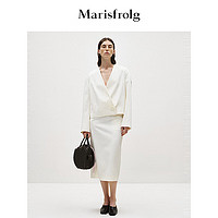 Marisfrolg玛丝菲尔2024春季象牙白时尚箱型宽松V领外套女 象牙白 L