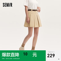 森马（Semir）森马半身裙女纯棉盐甜系2024夏辣妹毛边百褶裙复古 浅驼50006 165/70A/L