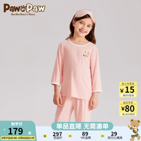 PawinPaw卡通小熊童装24春夏季男女童家居服套装睡衣简约舒适 粉红色/25 120