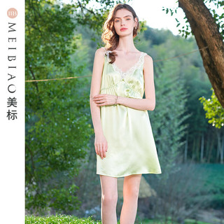 美标 MEIBIAO凉感6A级真丝睡衣女夏100%桑蚕丝性感吊带背心睡裙丝绸家居服 白玉色 L(165/88A)