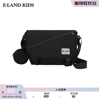 E·LAND KIDS童装2024年春夏男童美式复古斜挎包零钱配饰包 Black黑色/19 FRE