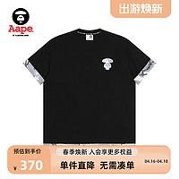 Aape 旗舰店男装春夏迷彩拼接猿颜酷帅宽松短袖T恤1337XXK