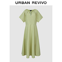 URBAN REVIVO 夏季女时尚优雅气质温柔风后拉链连衣裙 UWH740040 卡其绿 M