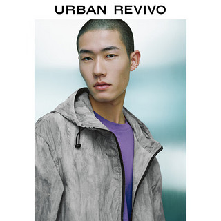 URBAN REVIVO 男士户外休闲风超宽松抽绳连帽夹克 UMV140025 中灰花灰 S(XS-S)