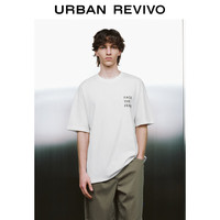 URBAN REVIVO 夏季男装基础休闲字母印花棉质短袖T恤 UMV440059 本白 S