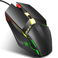 ROVOG 羅維格 X3游戏鼠标炫彩发光有线电竞鼠标 电脑PC鼠标 黑色 4键升级款