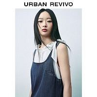 URBAN REVIVO 女士复古休闲小个子无袖牛仔连衣裙 UWU840045 蓝色 XS