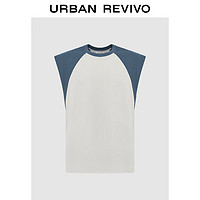 URBAN REVIVO 男士街头休闲运动拼接撞色无袖背心 UML440082 中灰蓝 XS