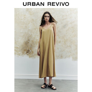 URBAN REVIVO 女士时尚慵懒休闲百搭长款吊带连衣裙 UWH840076 卡其 L