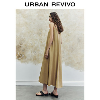 URBAN REVIVO 女士时尚慵懒休闲百搭长款吊带连衣裙 UWH840076 卡其 L