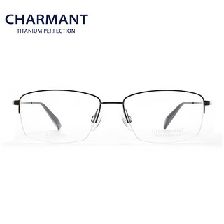 夏蒙（Charmant）眼镜架半框钛合金眼镜男可配近视度数商务眼镜框CH29520 GP GP-金色+黑色