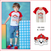汪汪队立大功汪汪队男童短袖t恤夏装2024夏季儿童上衣宝宝男孩打底衫薄款 红色250 105CM