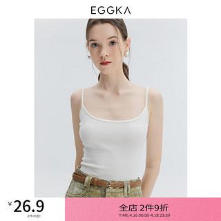 EGGKA 纯色修身吊带背心女2024春季简约百搭时尚打底无袖上衣 米白 S