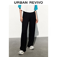 URBAN REVIVO 女士通勤基础垂感显瘦直筒裤 UWL640023 正黑 XXS