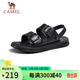 骆驼（CAMEL）男商务休闲牛皮舒适两穿凉鞋 G14M263641 黑色 44