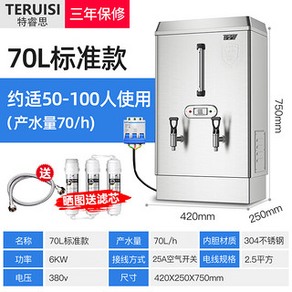 特睿思（TERUISI）开水器商用开水机大容量烧水器全自动电热工厂饮水机工地用热水器ZK-60(380V) 标准款|70L/h出水量(380V)6KW