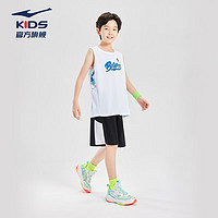 鸿星尔克（ERKE）童装男中大童无袖套装儿童夏季篮球套装正白160