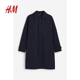 H&M男装外套2024春季时尚休闲标准版型轻便大衣1208303 海军蓝 175/108 L