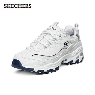 斯凯奇（Skechers）女鞋小白熊女士休闲鞋子厚底增高百搭运动软底老爹鞋女99999863 白色/海军蓝色/WNV 36.5