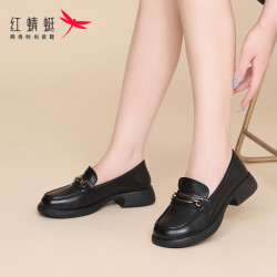 reddragonfly红蜻蜓单鞋女牛皮小皮鞋女马衔扣乐福鞋女套脚女鞋子wlb
