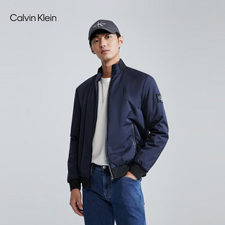 Calvin Klein Jeans秋冬男士通勤简约字母印花休闲立领棉服外套ZM02658 CHW-藏青色 L