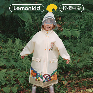 Lemonkid儿童自然风尚雨衣卡通可爱男女童防风防水雨衣轻薄透气环保大帽檐 秘境山谷(米色) M（身高95-105cm）