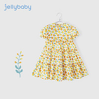 百亿补贴：JELLYBABY 杰里贝比女童短袖连衣裙碎花夏中大童纯棉公主裙宝宝裙子夏季薄款