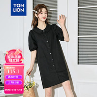 唐狮 TONLION女娃娃领衬衫连衣裙 黑色 M