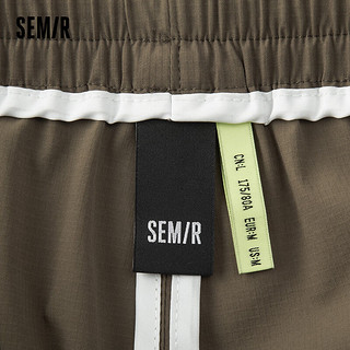 森马（Semir）森马休闲中裤男2024夏季纯色简约百搭直筒短裤抽绳品质肌理感 橄榄绿40800 180/84A/XL