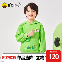 B.Duck小黄鸭童装男童卫衣连帽春秋款上衣2024儿童百搭套头衫 绿色 105cm