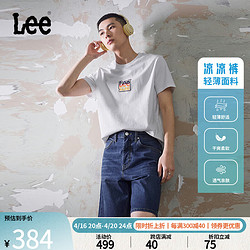 Lee 24春夏903宽松直筒中蓝色轻薄男牛仔短裤凉凉裤潮流 中蓝色 36