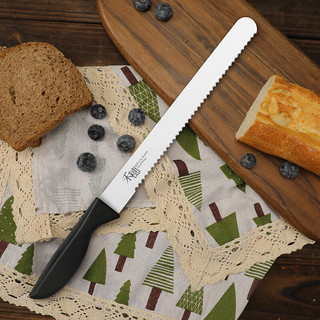 派莱斯不锈钢面包刀锯齿刀 家用烘焙工具切吐司蛋糕刀具 黑柄面包刀