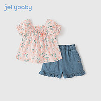 百亿补贴：JELLYBABY 杰里贝比女童夏季套装1-3岁宝宝纯棉衣服夏装5儿童夏天短袖两件套