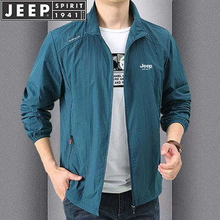 JEEP SPIRIT吉普防晒衣男夏季外套宽松皮肤衣休闲立领户外夹克 深灰色 2XL 2XL-（150斤-165斤）