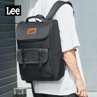 李 Lee双肩包男设计感小众大书包女大容量旅行背包初中电脑包黑色