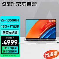 IPASON/攀升 低蓝光护眼屏 笔记本电脑 intel 集成显卡 无机械硬盘 1920*1200 i5-13500H 银色 60Hz 16GB 1TB