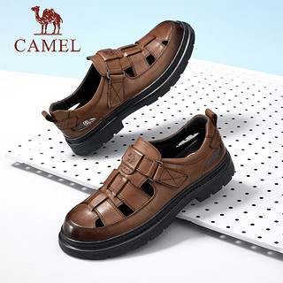 骆驼（CAMEL）2024夏季商务凉鞋镂空透气柔软耐折舒适通勤休闲皮鞋 G14M201610 黑色 43