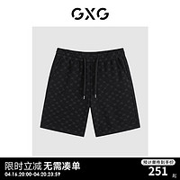 GXG男装 2024年夏季重磅满印休闲宽松休闲裤五分裤短裤男 黑色 165/S